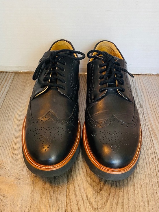 Samuel Hubbard, Mens Tipping Point Black Leather Wingtip Oxfords, 10 M / 44.